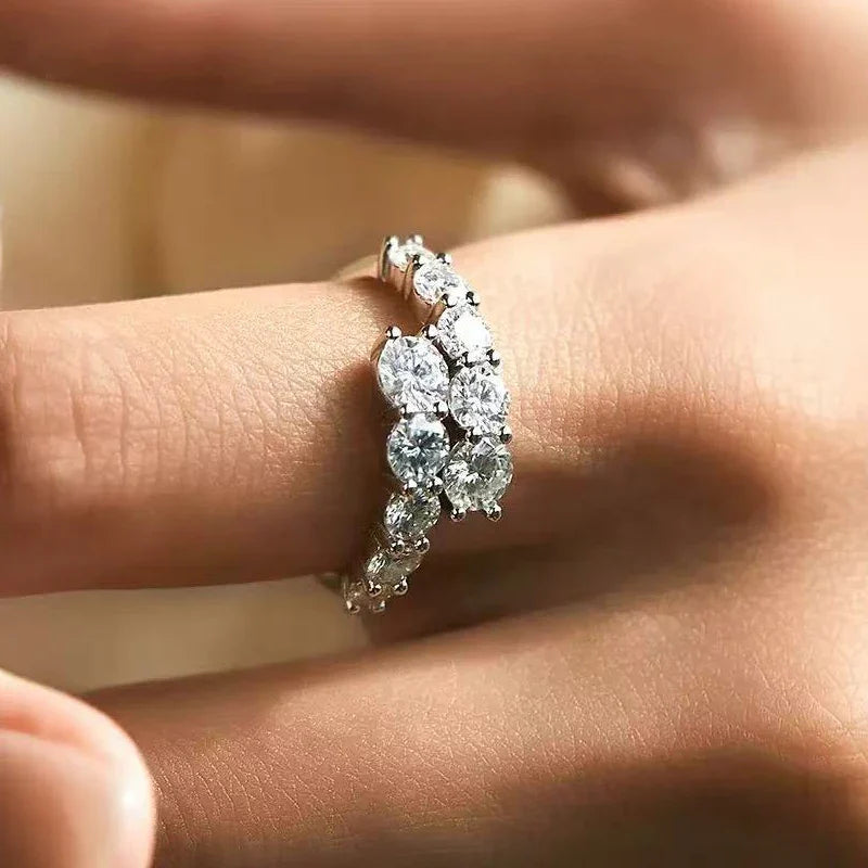 QMSHR 925 sterling silver Moissanite ring for women,Gra-certified  plated with white gold engagement jewelry gift