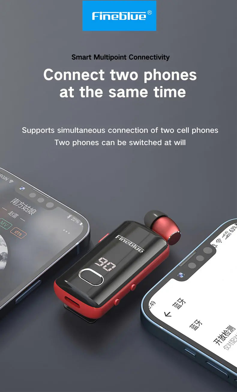 Fineblue F580 Wireless Earphone Bluetooth 5.3 Retractable Portable Headset Calls Remind Vibration Sport Run Headphone F920 F520