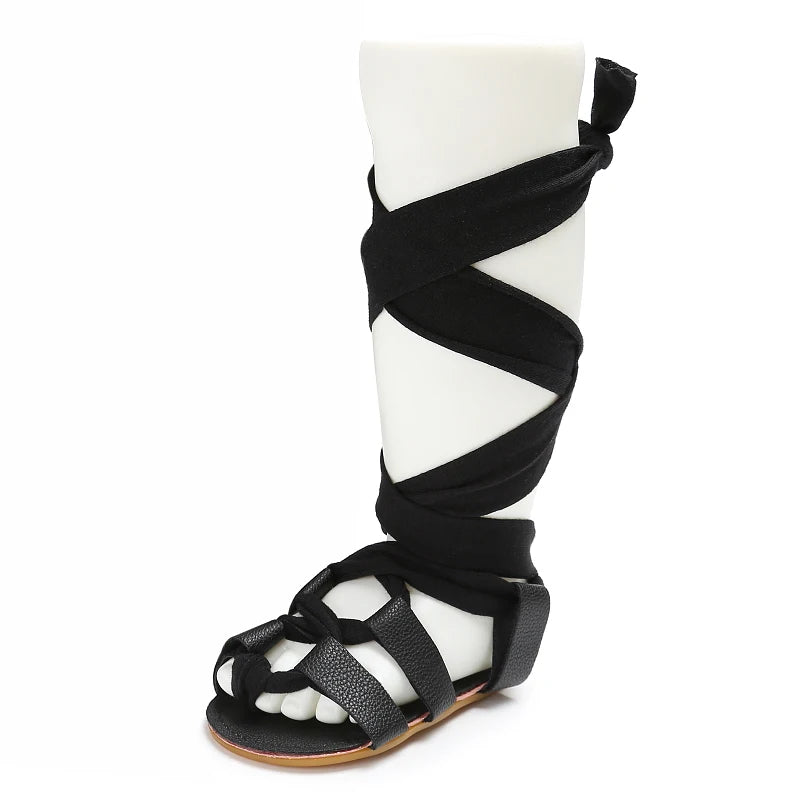 High-top Multi Color Summer Fashion Baby Shoes Lace Up Soft Rubber Sole Roman