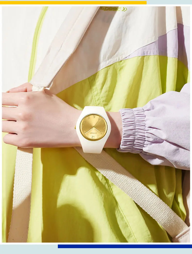 SANDA 6186 Simple Luxury Student Quartz Watch Clock Gift Outdoor Light Silicone Strap Wristwatch for Boy and Girl