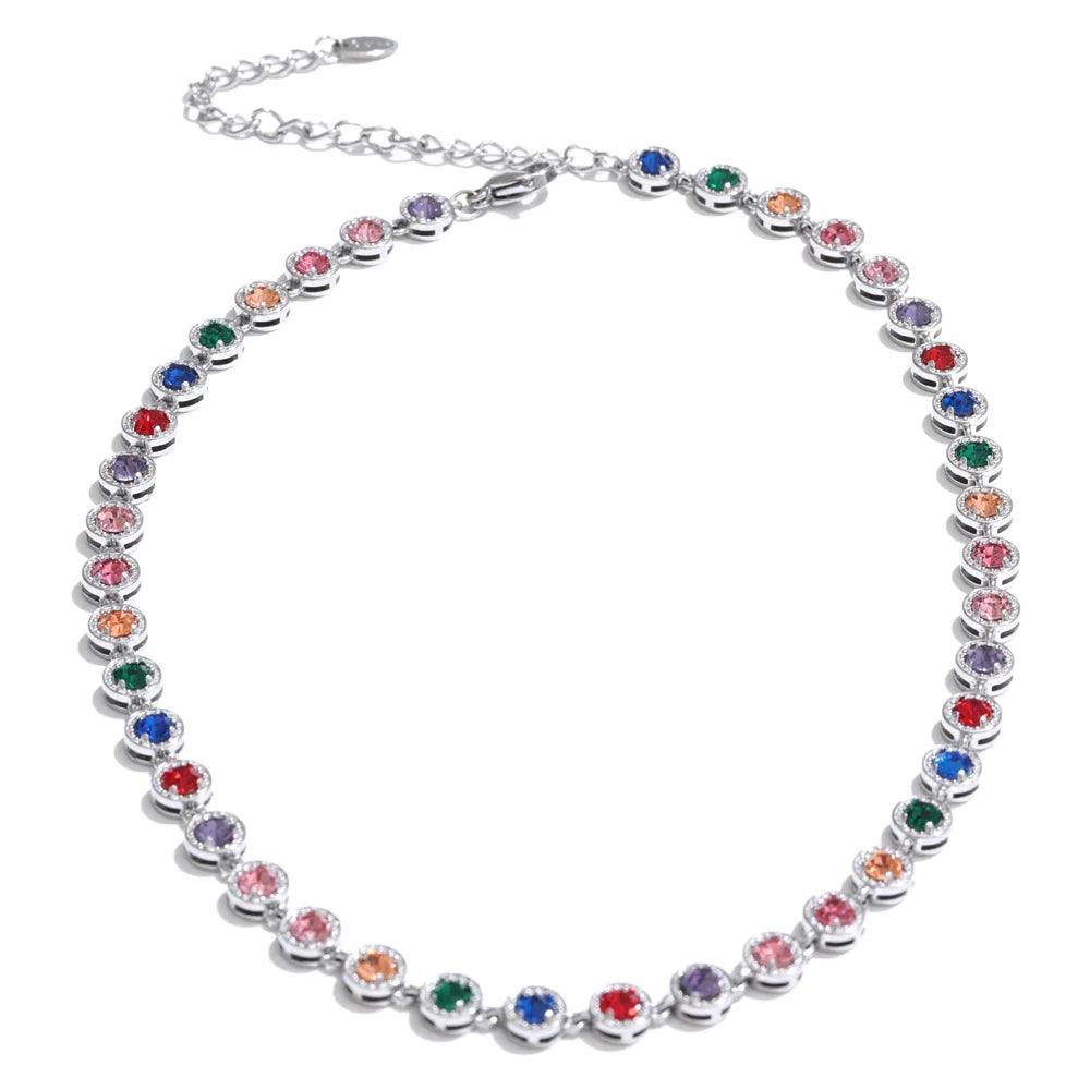 Yhpup Popular Shiny Cubic Zirconia Chain Luxury Necklace Bracelet Bangle Gold Color Platinum Plated Temperament Jewelry New