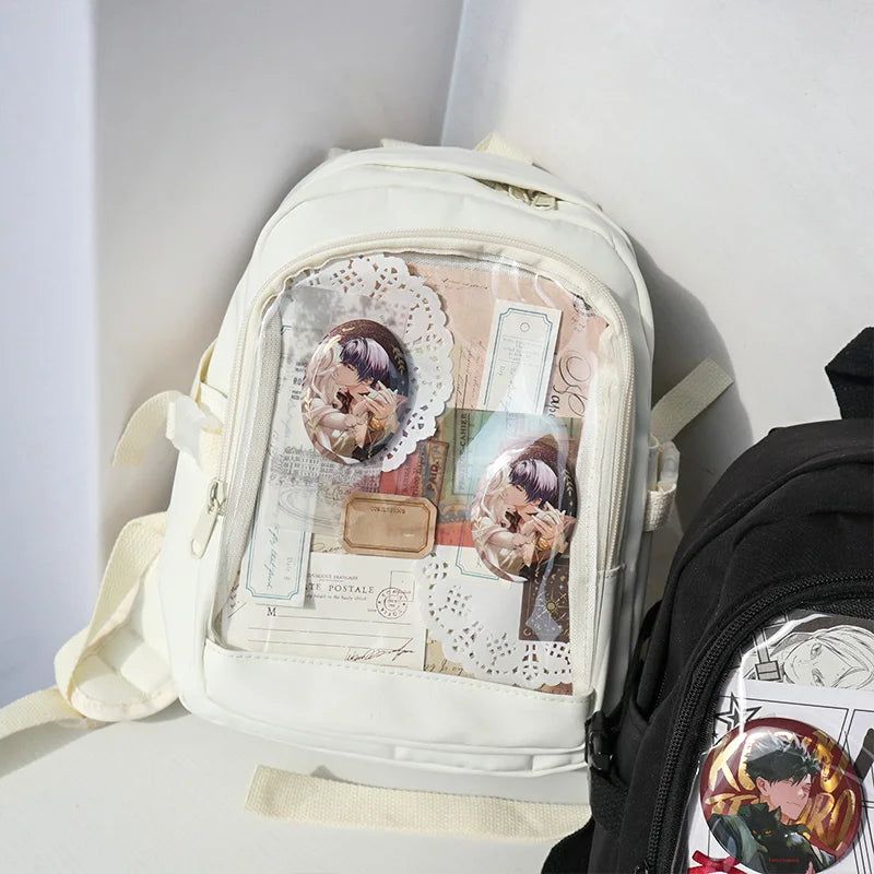 Y2K Cute Mini Backpack Women Kawaii Ita Bag Sweet Girl Transparent Rucksack DIY Personality Display Knapsack Lolita Shoulder Bag
