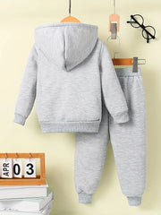 Newborn Baby Boy Long Sleeve Fleece Hoodie with Cartoon Letter Heart Print  Casual Sports Pants Set Autumn Winter