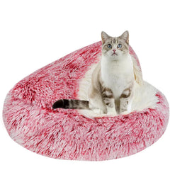 Semi-Enclosed Pet Cat Nest Warm Plush Pressure Resistant Soft Cat Sleeping Bed