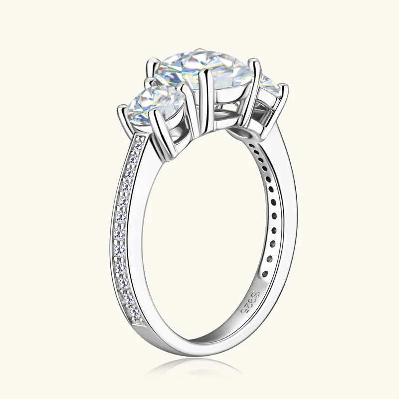 IOGOU Luxury Three Stone Engagement Wedding Ring 925 Sterling Silver D3.0CT D Color Moissanite Rings Women Jewelry Certified