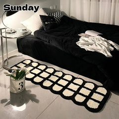 Plaid Tufting Carpets for Living Room Modern Kids Bedside Area Rugs for Bedroom Soft