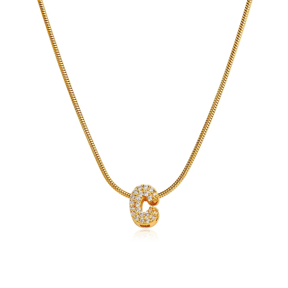 Fashion Tiny CZ Zircon Initial Alphabet Pendant Neckalce Gold Plated Stainless Steel A-Z Letter Necklaces Birthday Gifts Jewelry