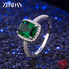 925 Sterling Silver Vintage Emerald Rings For Women Wedding Engagement