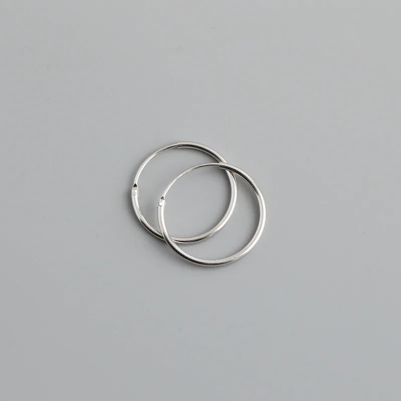 WANTME Genuine 925 Sterling Silver Fashion Korean Simple Hoop Earrings for Women Men Charming Chic Party Jewelry Accessories