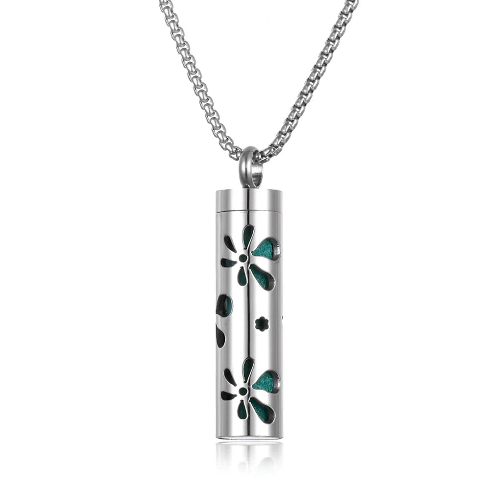 Long Strip Stainless Steel Aromatherapy Necklace Perfume Diffuser Essential Oil Diffuser Pendant Necklace Jewelry Accessories