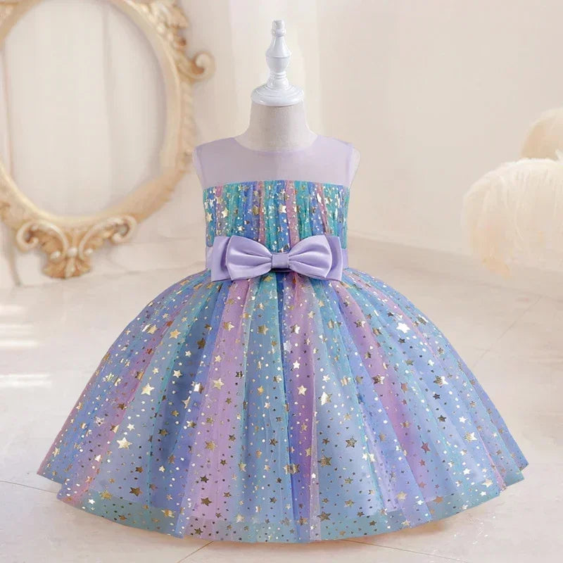 Christmas Unicorn Children's Sequins Tutu Dress Girls Rainbow Wedding Birthday Party Princess Dress Performance Cosplay Costume