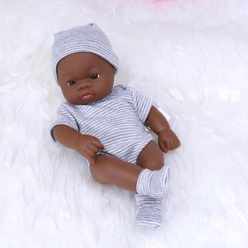 Black Reborn Dolls African Reborn Baby Doll 20cm Dolls Baby Reborn Baby Doll Toys Soft Touch High Quality Doll for Children Toys