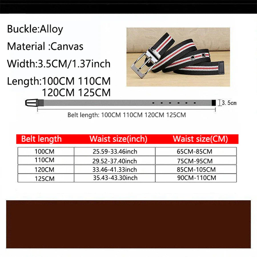 Men's Fabric Belt Canvas Belt for Drilled Webbing Casual Fashion Men's Trousers Belts Jeans Male Waist Belt Striped Strap HB072
