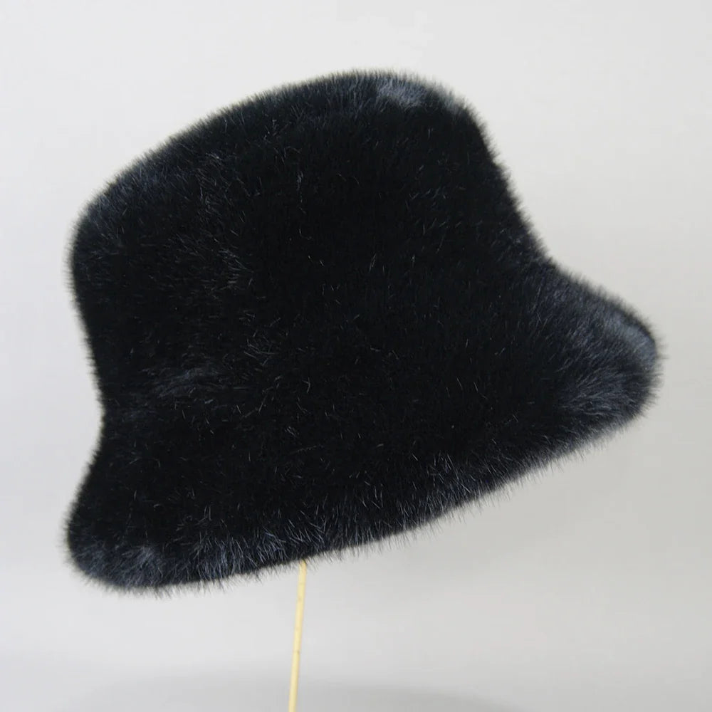 False Mink Fur Berets Elegant Women's Winter Caps New Design Fashion Artificial Fur Hats Knitted Warm False Mink Fur Beanies Hat