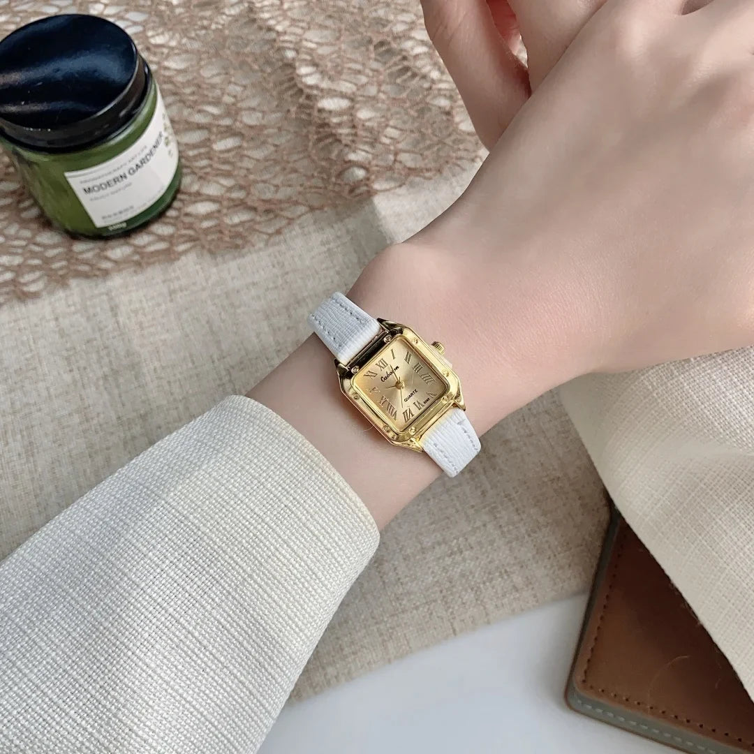 Women Watch Small Square Dial Thin Leather Strap Ladies Wristwatch Elegant Quartz Female Watches Casual reloj mujer