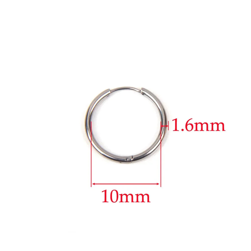 10pcs 316L Stainless Steel Hoop Earrings Women Men Punk Hiphop Circular Ear Buckle Ring Jewelry Gold Color Accessories Wholesale