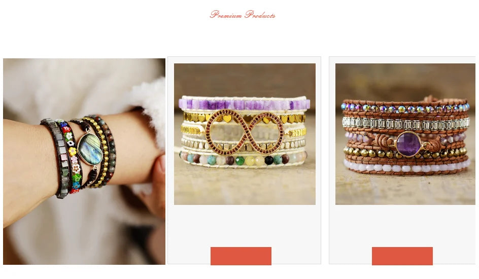 Boho-chic Teardrop Center Stone Bling Crystal Wristband Vegan 5 Strand Wrap Bracelet Girls Spiritual Jewelry