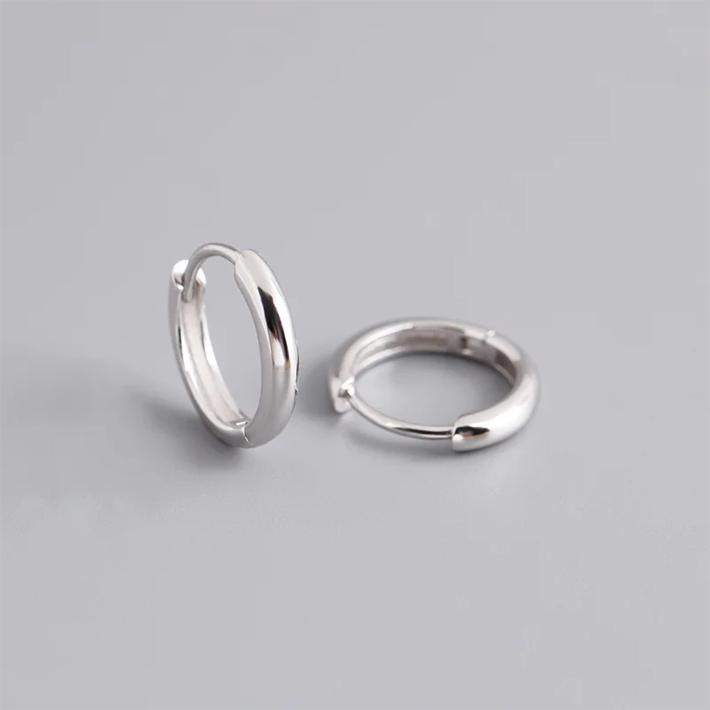 WANTME 925 Sterling Silver Simple Matte Bohemian Round Ear Buckle for Women Punk Unisex Rock Hoop Earring Jewelry Accessories