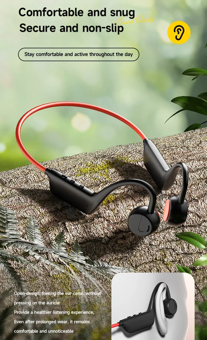 Bone Conduction Headset Wireless Swimming Sports Headphone IPX8 Bluetooth 5.4 With Mic Waterproof Exercise Fitness