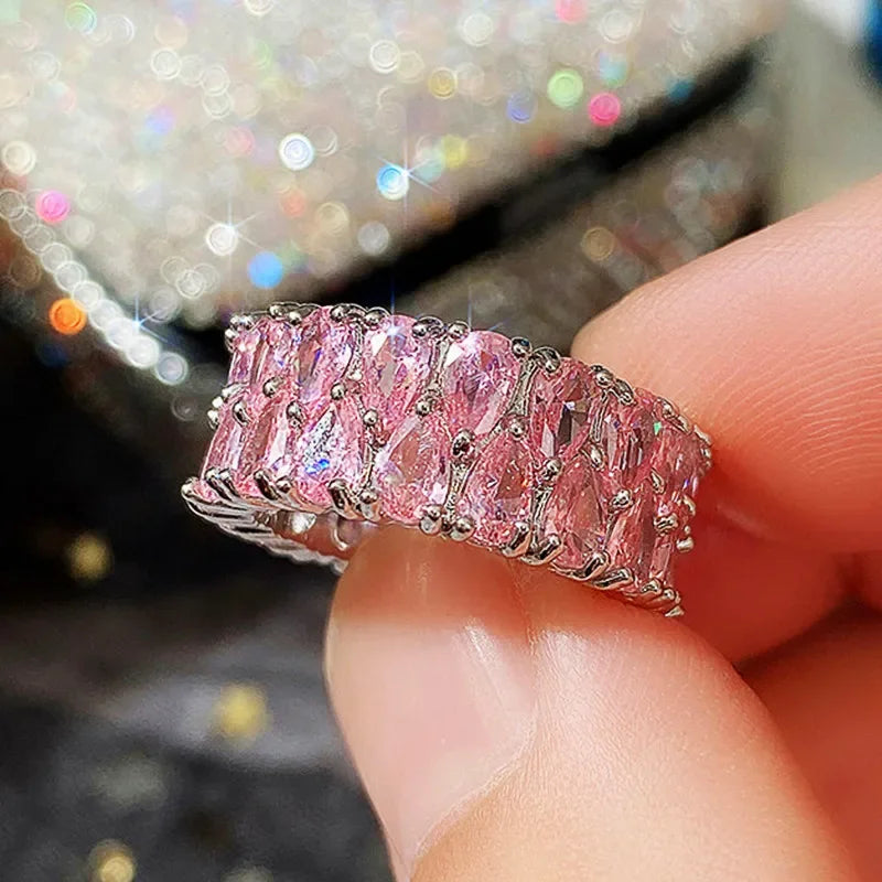 Cubic Zirconia Engagement Rings for Women Marquise Crystal Wedding Ring Party