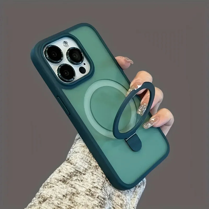 Luxury Magnetic Holder Armor Shockproof Wireless Charging Phone Case for iPhone 17 16 15 14 13 12 11 Pro Max 17 Air Cases Cover