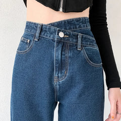 Jeans Women Wide Leg Pants Mom Femme Black Blue Jeans High Waist Woman Trousers