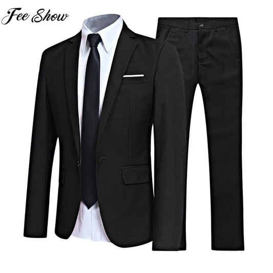 Tuxedo for Mens: Men Gentleman Suit 2Pcs Formal Uniform Long Sleeve Lapel