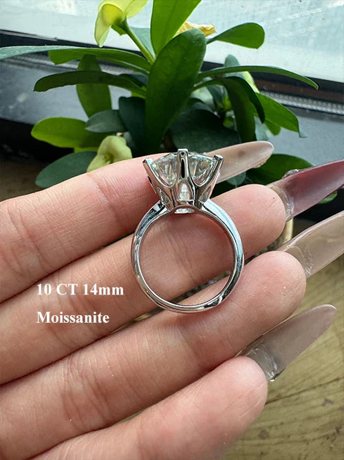 EWYA GRA Certified 0.5-10CT D Color Moissanite Solitaire Engagement Rings for Women Silver 925 Wedding Bridal Big Diamond Band