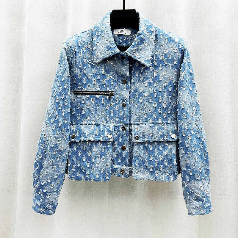 Light Luxury Denim Jackets For Men's Personalized Handsome Fashion