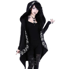 Fashion Trend Ladies Punk Moon Pattern Printing Long-sleeved Cardigan Sweater