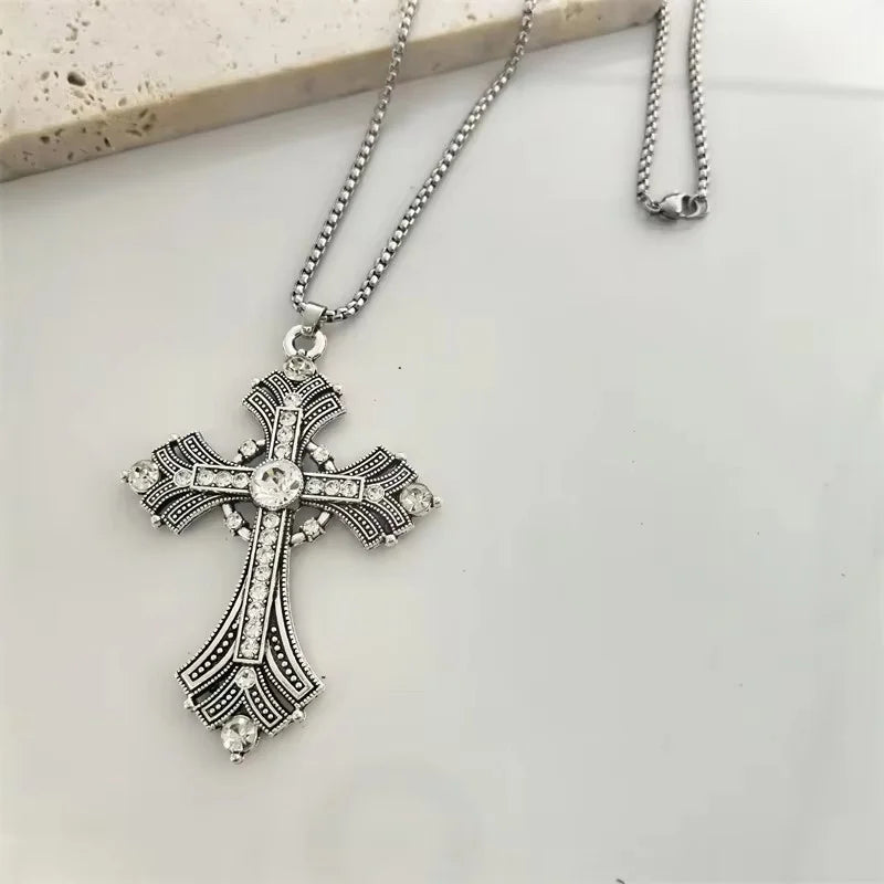 European And American Fashion Personality Retro Gothic Cross Necklace For Men And Women Street Hip-Hop Trendsetters Versatile Pe