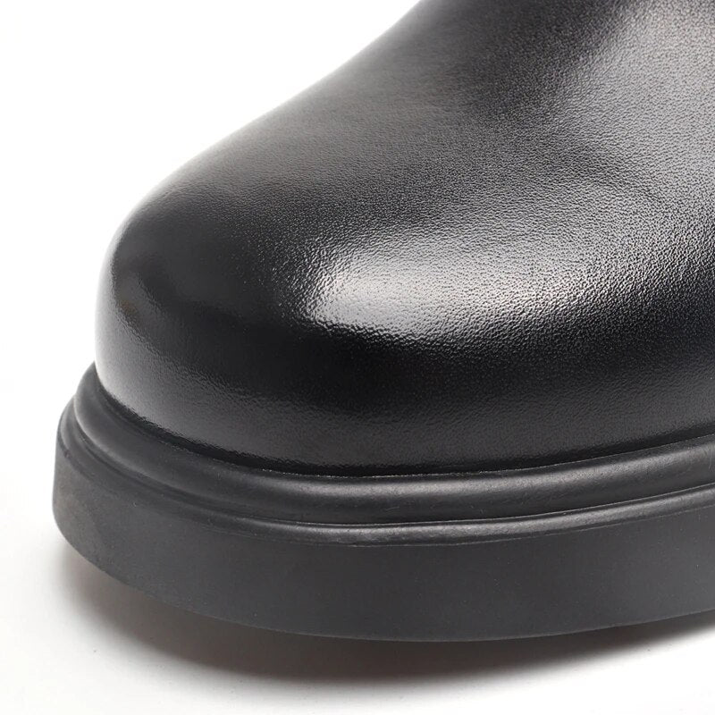 ENIOUSS High Quality Autumn Winter Women Genuine Leather Boots Plus Velvets Warm High Ladys Ankle 100% Cow Leather Black Botas