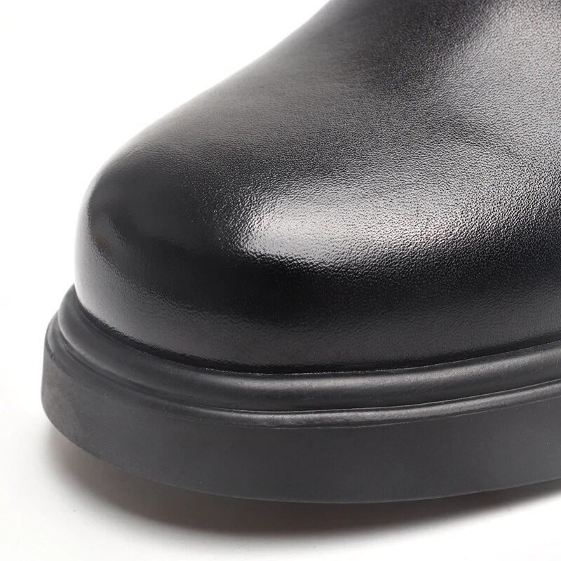 Autumn Winter Women Genuine Leather Boots Plus Velvets