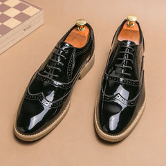 Luxury Men's Golden Bullock Shoes Men SUIT Shoes Casual Formal Business Leather Shoes