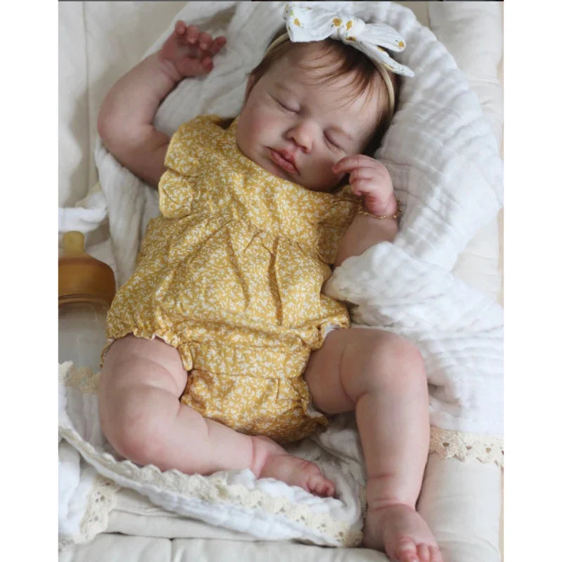 48cm  19inch LouLou Full Vinyl Girl Body Silicone Reborn Doll with Hand Rooted Hair