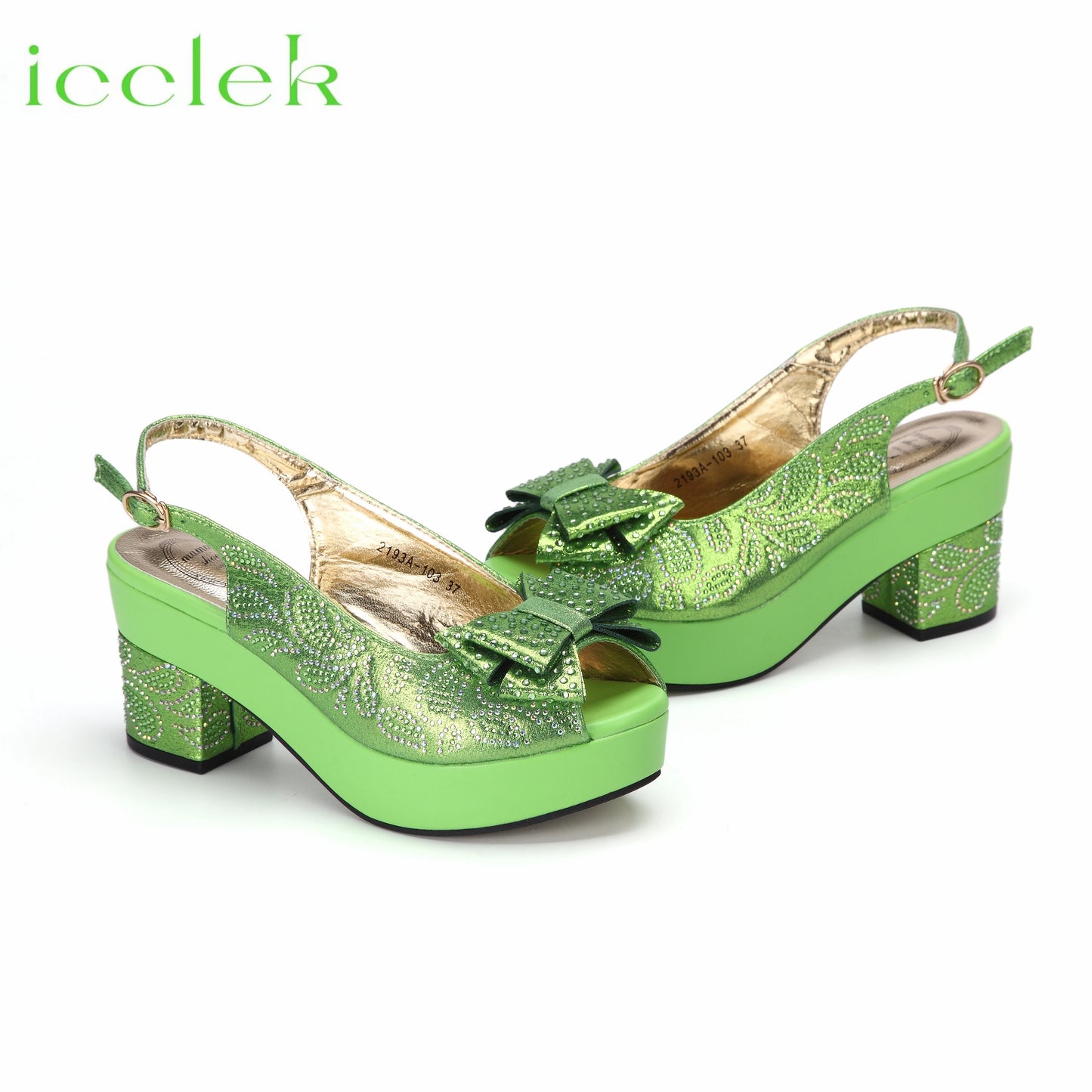 2023 New Arrival Lmeon Green  High Heel Sandals Shoes Matching Bag Set For Ladies Wedding Party Pumps