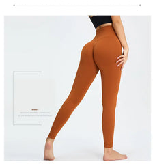 Seamless High Waist Nude Yoga Pants Women's Honey Peach Hip Lifting Tight Fitness