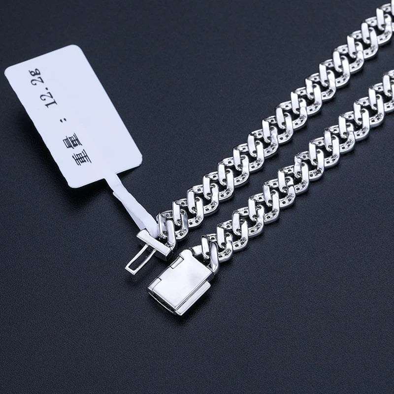 6mm Solid 925 Sterling Silver Miami Cuban Chain Bracelet For Women Men Iced Out Moissanite GRA Certified Hip Hop Jewelry Gifts