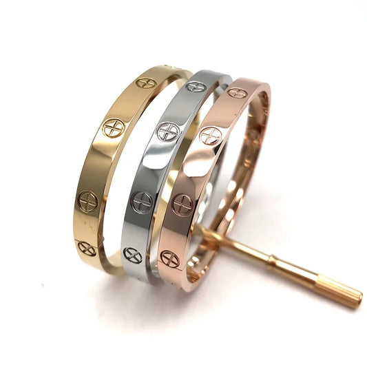 Stainless Steel Couple Bracelet for Women Men Love Cross Zircon Cartierred Bangle Valentine's Day Gift Anniversary Jewelry