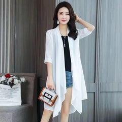 Summer Chiffon Shirt, Medium Length, Ultra-thin Coat, Sun Protection Suit