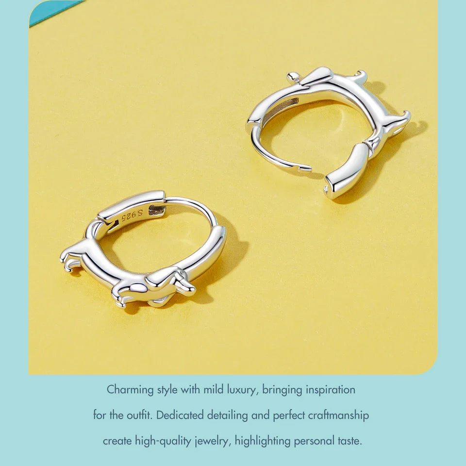 WOSTU Snake Dog Cat Ear Buckles Women 925 Sterling Silver Dachshund Hoop Earrings Girl Party Birthday Gift Minimalism Jewelry