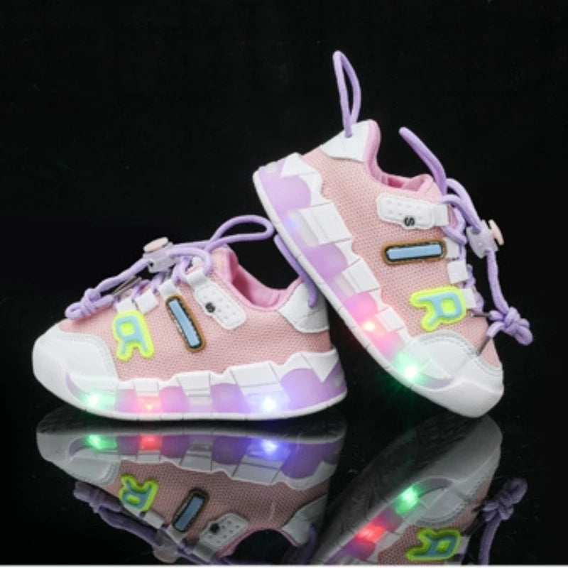 Zapatillas Mesh LED Lights Kid Sneakers Breathable Autumn Boy Bright Lights shoe