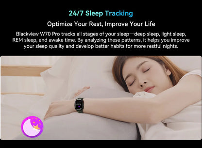 Blackview W70 Pro Sports Fitness Smart Watch 2.01 Screen Bluetooth Talking Watch LED Flashlight Outdoor Smart Watch With Compass