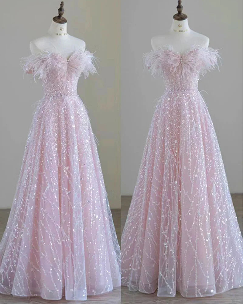 Homecoming Dresses: Prom dresses women advanced light luxury a word shoulder