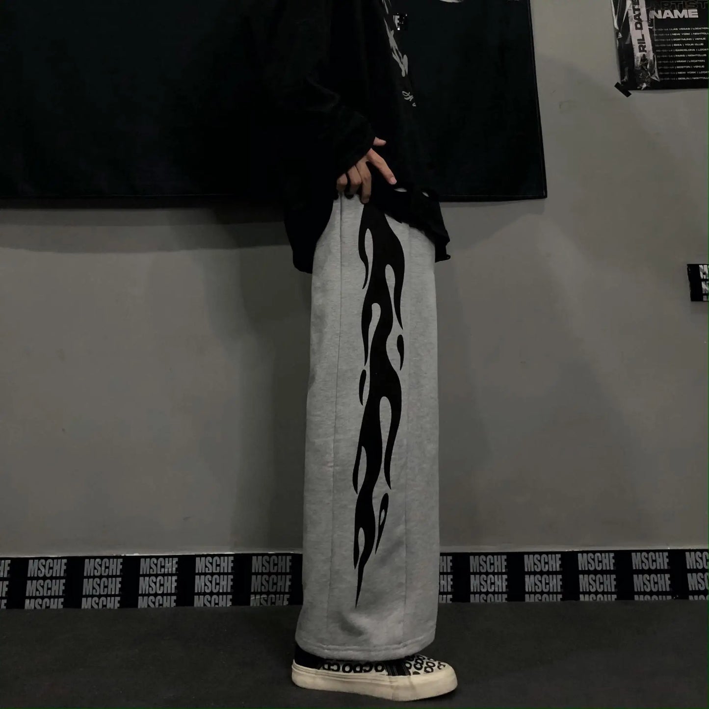 Y2k Oversize Graphic Wide Sweatpants Men Streetwear Print Casual Track Pants