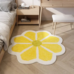Round Flower Fluffy Carpet Bedside Plush Rug Cushion Girl Bedroom Children's Room