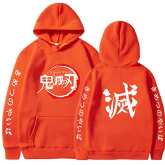 Demon Slayer Hoodies Men Fashion Letter Graphic Printed Sweatshirts Women