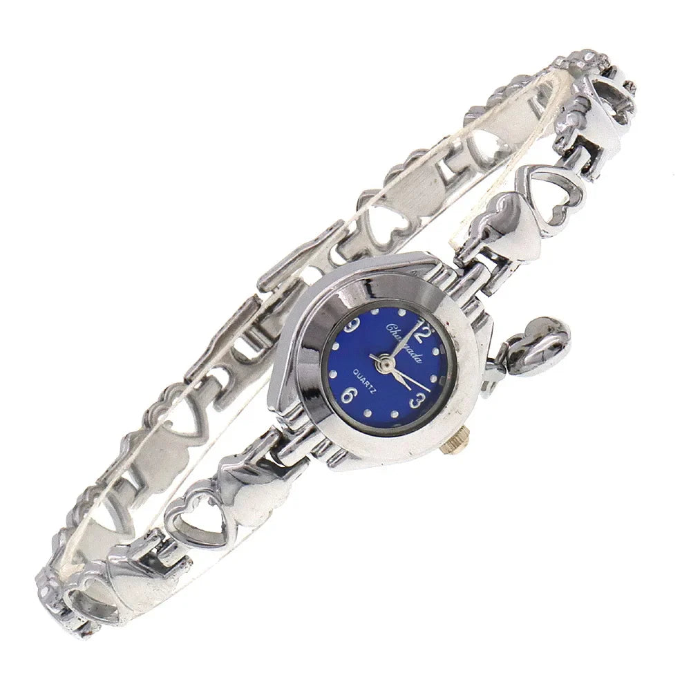 Cute Women's Fashion Small Dial Quartz Bracelet Wrist Watch Wholesale New Arrival with heart pendant Ladies Watch