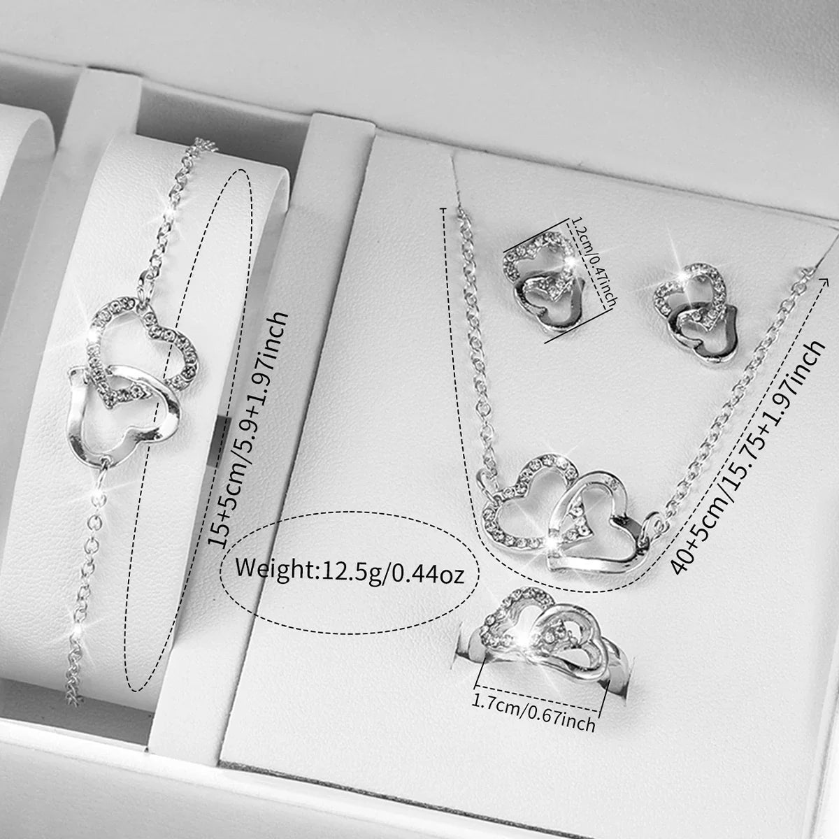 6PCS/Set Fashion Heart Dial Women Watches Plastic Band Quartz Watch Rhinestone Heart Jewelry Set（Without Box）