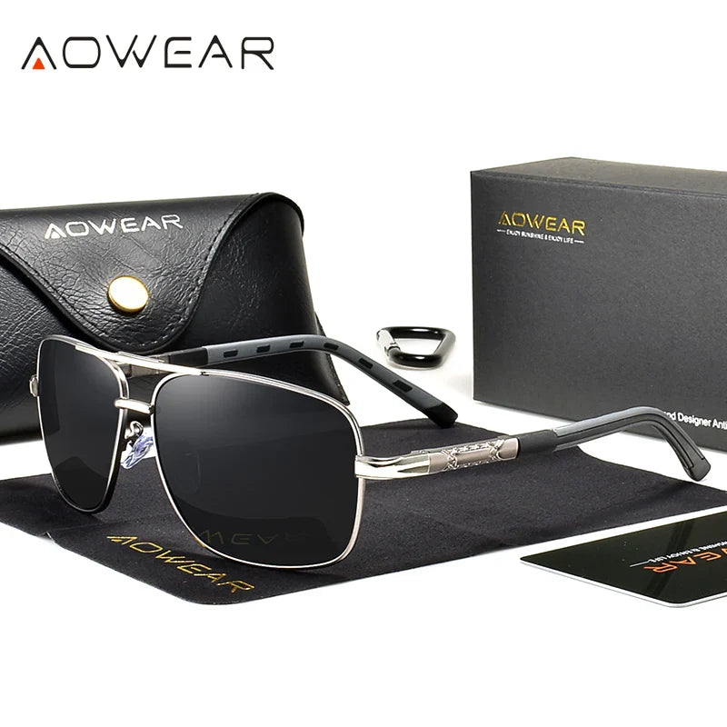 AOWEAR Retro Polarized Sunglasses for Men Women Driving UV400 Vintage Sun Glasses Unisex Mirror Eyewear with Case
